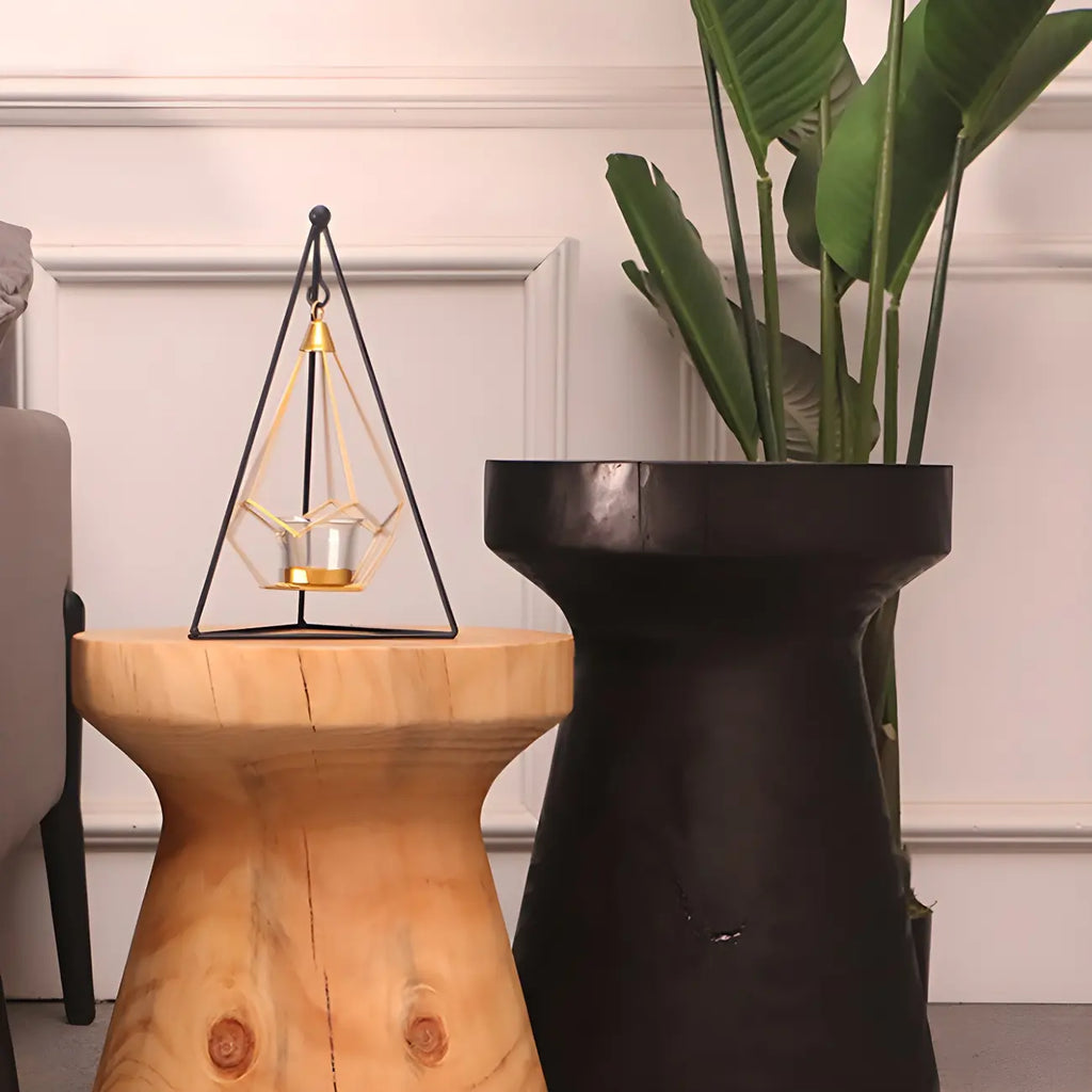 Scandinavian Round Solid Wood End Table Pedestal Base