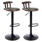 Industrial Round Leather Adjustable Bar Stools