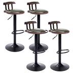 Industrial Round Leather Adjustable Bar Stools