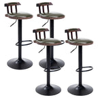 Industrial Round Leather Adjustable Bar Stools