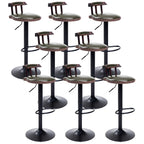 Industrial Round Leather Adjustable Bar Stools