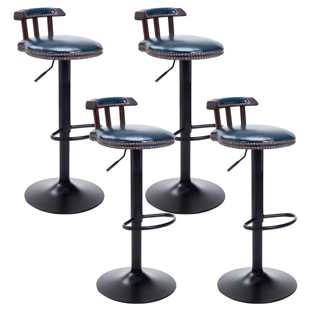 Industrial Round Leather Adjustable Bar Stools