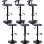 Industrial Round Leather Adjustable Bar Stools