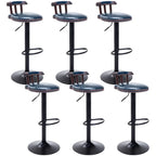 Industrial Round Leather Adjustable Bar Stools