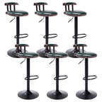 Industrial Round Leather Adjustable Bar Stools