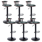 Industrial Round Leather Adjustable Bar Stools