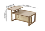 Rectangle Wooden Rattan Coffee Table Set in Natural Finish