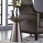 Traditional Golden Round Metal End Table for Living Room
