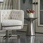 Traditional Golden Round Metal End Table for Living Room
