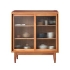 3-Tier Modern Wooden Display Cabinet with Glass Doors
