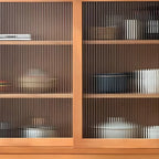 3-Tier Modern Wooden Display Cabinet with Glass Doors