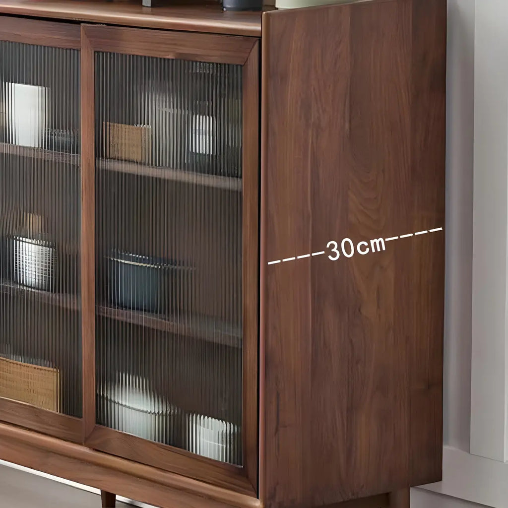 3-Tier Modern Wooden Display Cabinet with Glass Doors