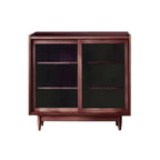 3-Tier Modern Wooden Display Cabinet with Glass Doors