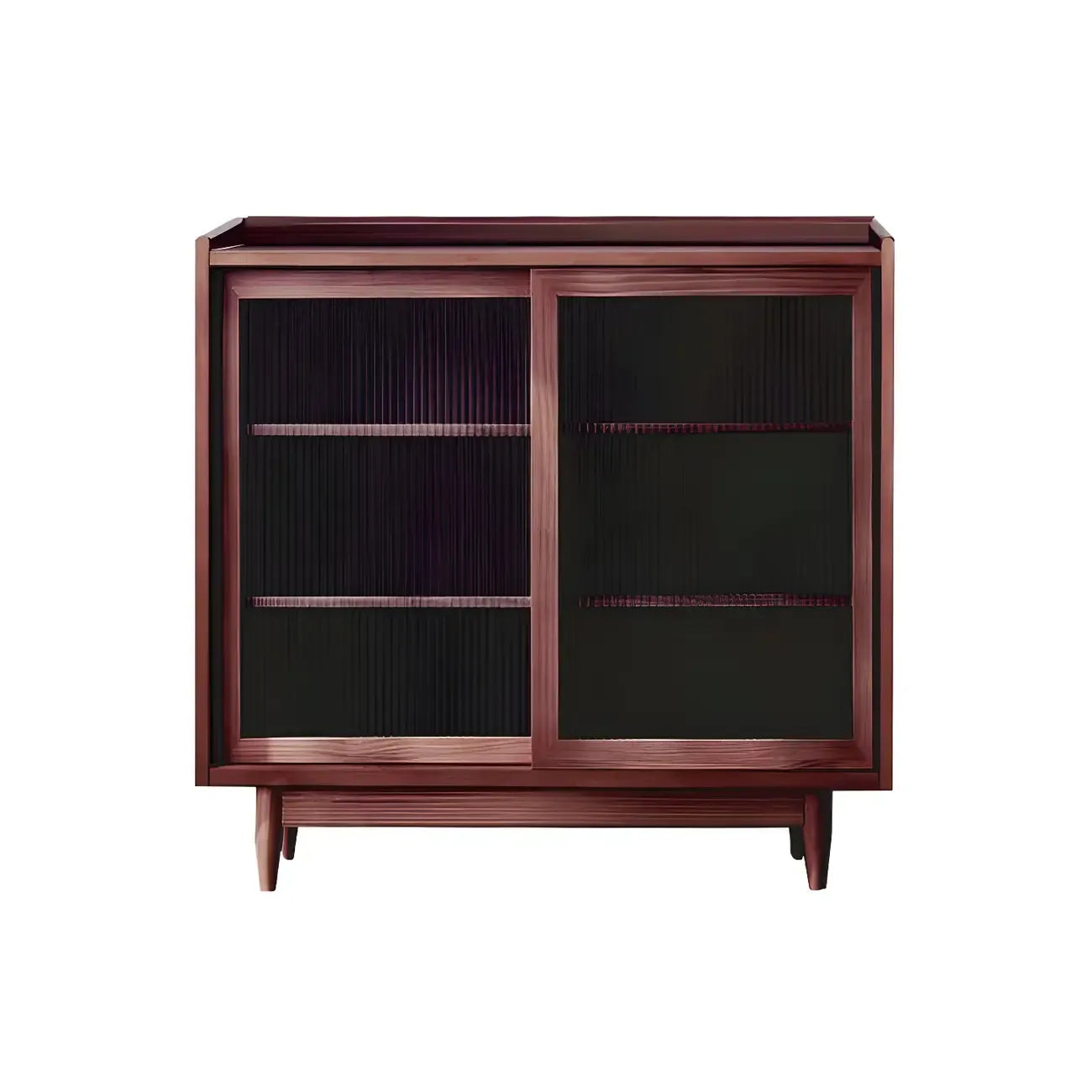 3-Tier Modern Wooden Display Cabinet with Glass Doors