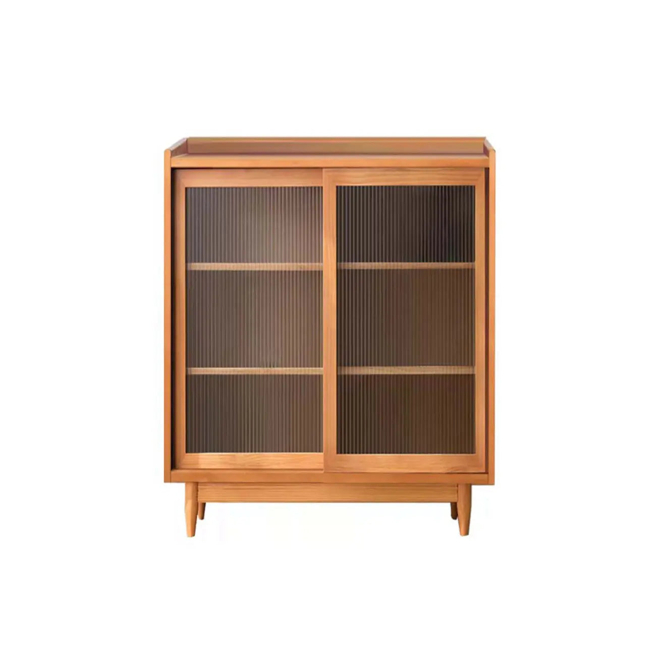3-Tier Modern Wooden Display Cabinet with Glass Doors