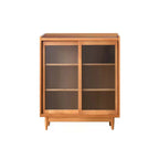 3-Tier Modern Wooden Display Cabinet with Glass Doors