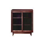 3-Tier Modern Wooden Display Cabinet with Glass Doors