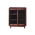 3-Tier Modern Wooden Display Cabinet with Glass Doors
