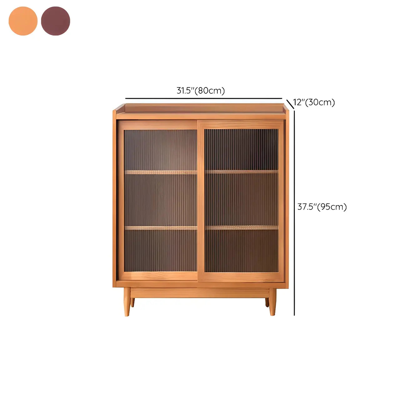 3-Tier Modern Wooden Display Cabinet with Glass Doors