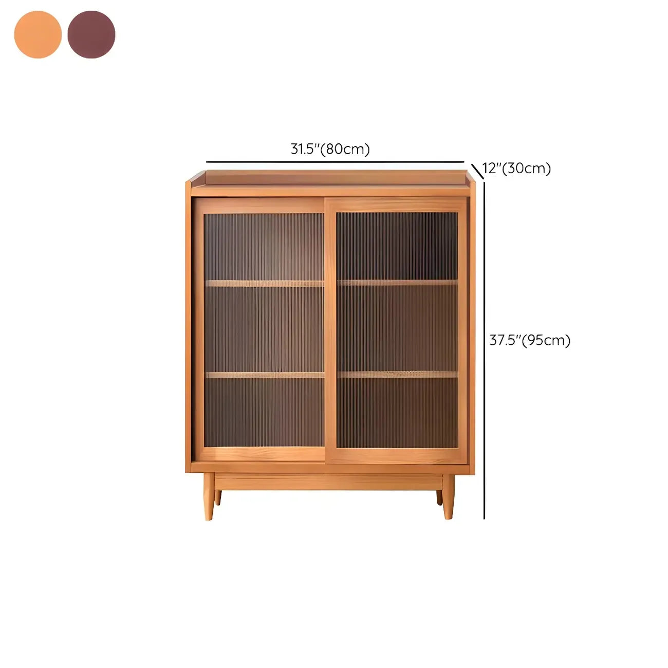 3-Tier Modern Wooden Display Cabinet with Glass Doors