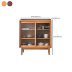 3-Tier Modern Wooden Display Cabinet with Glass Doors