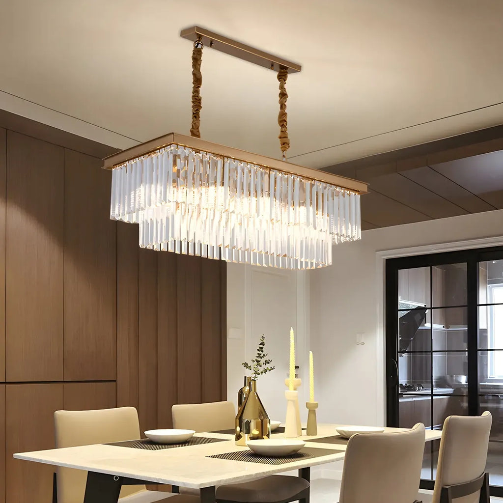 Contemporary Rectangle Clear Crystal Pendant Light
