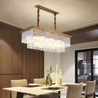 Contemporary Rectangle Clear Crystal Pendant Light