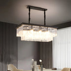 Contemporary Rectangle Clear Crystal Pendant Light