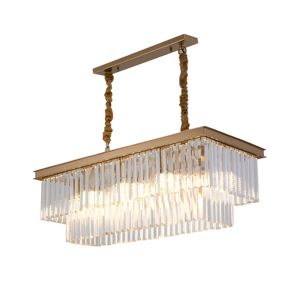 Contemporary Rectangle Clear Crystal Pendant Light