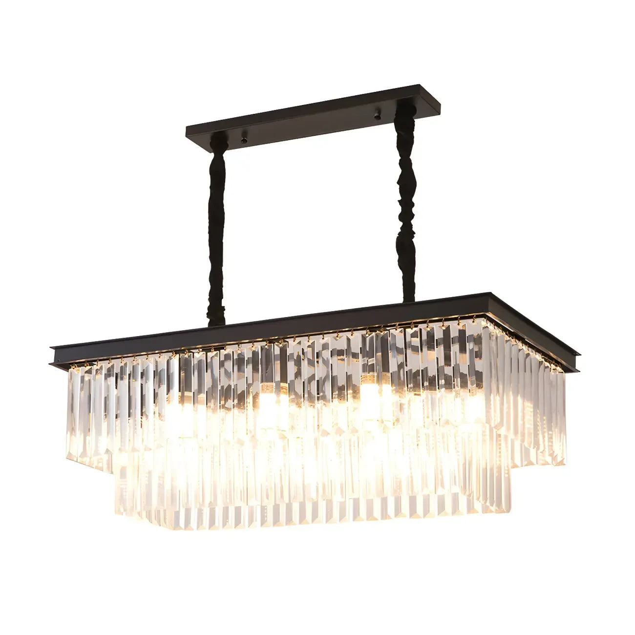 Contemporary Rectangle Clear Crystal Pendant Light