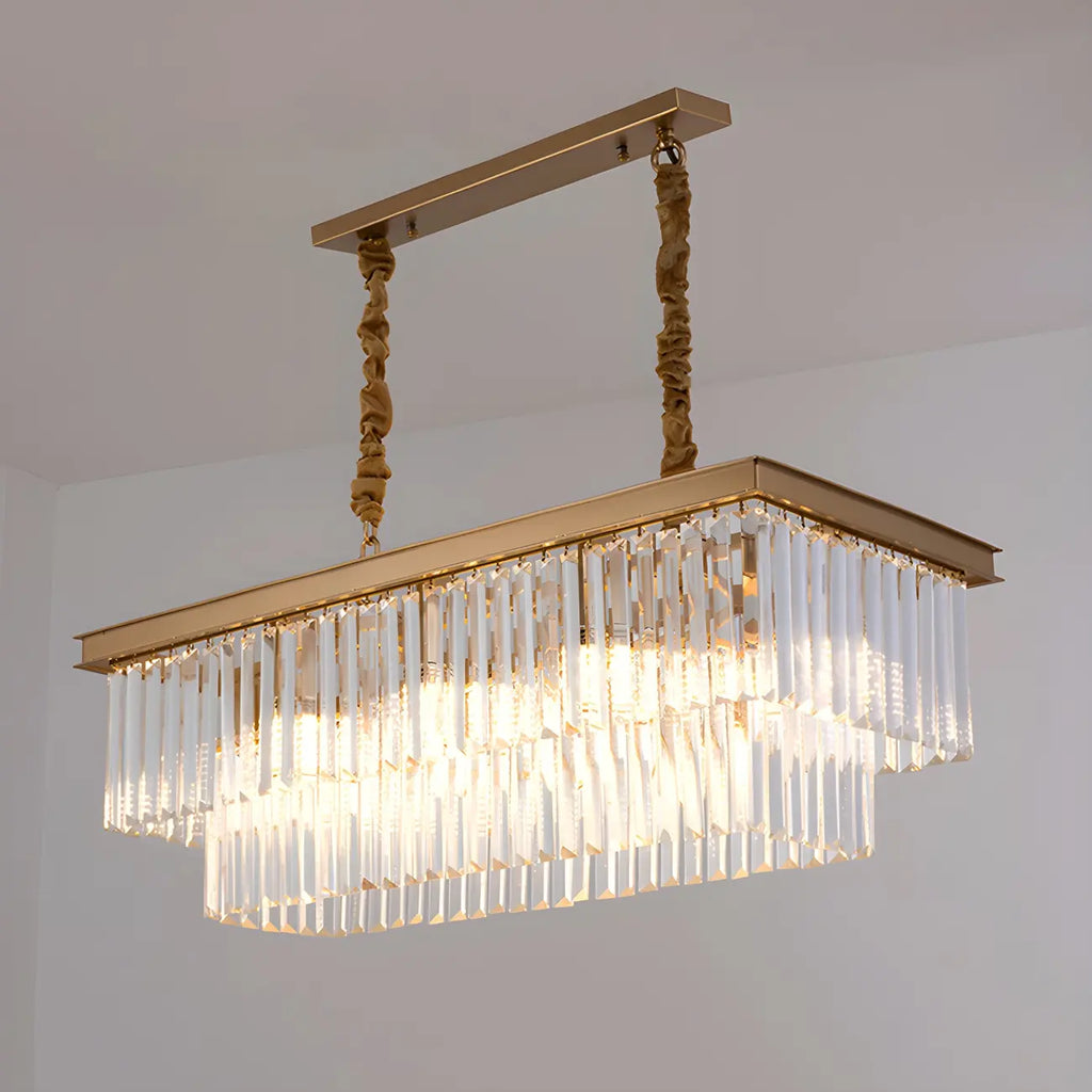 Contemporary Rectangle Clear Crystal Pendant Light