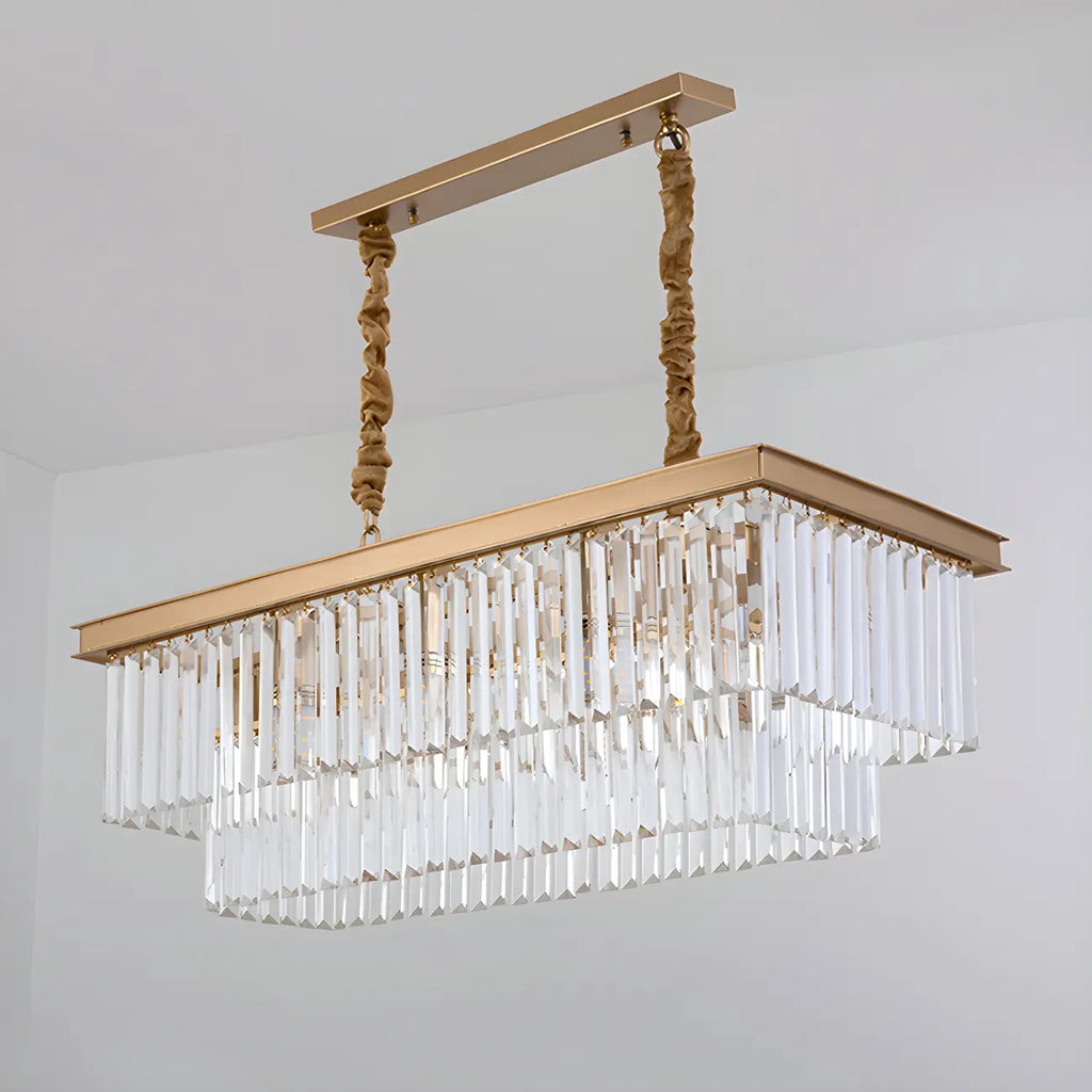 Contemporary Rectangle Clear Crystal Pendant Light