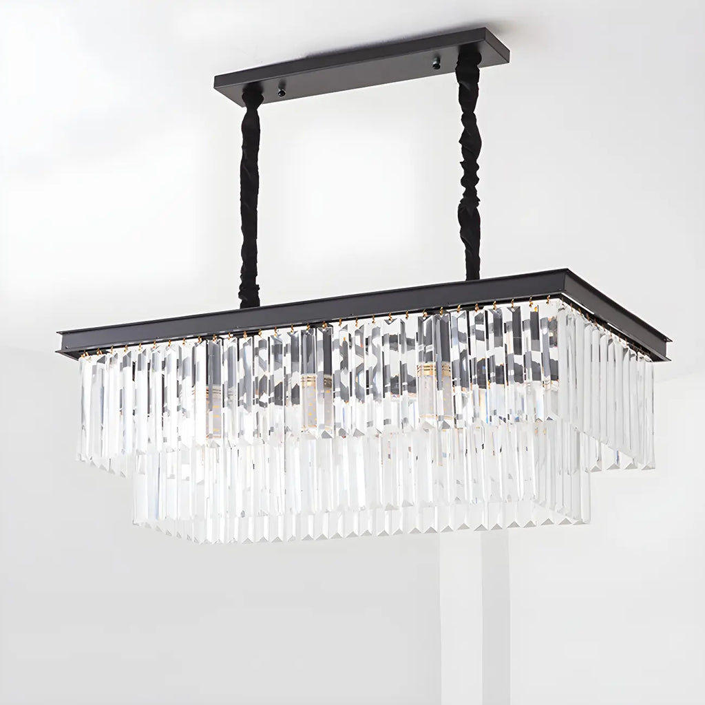 Contemporary Rectangle Clear Crystal Pendant Light