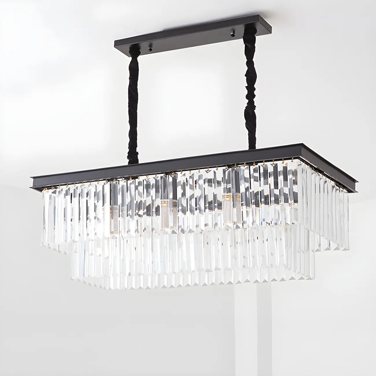 Contemporary Rectangle Clear Crystal Pendant Light