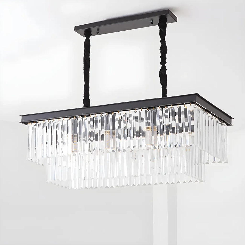 Contemporary Rectangle Clear Crystal Pendant Light