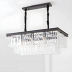 Contemporary Rectangle Clear Crystal Pendant Light