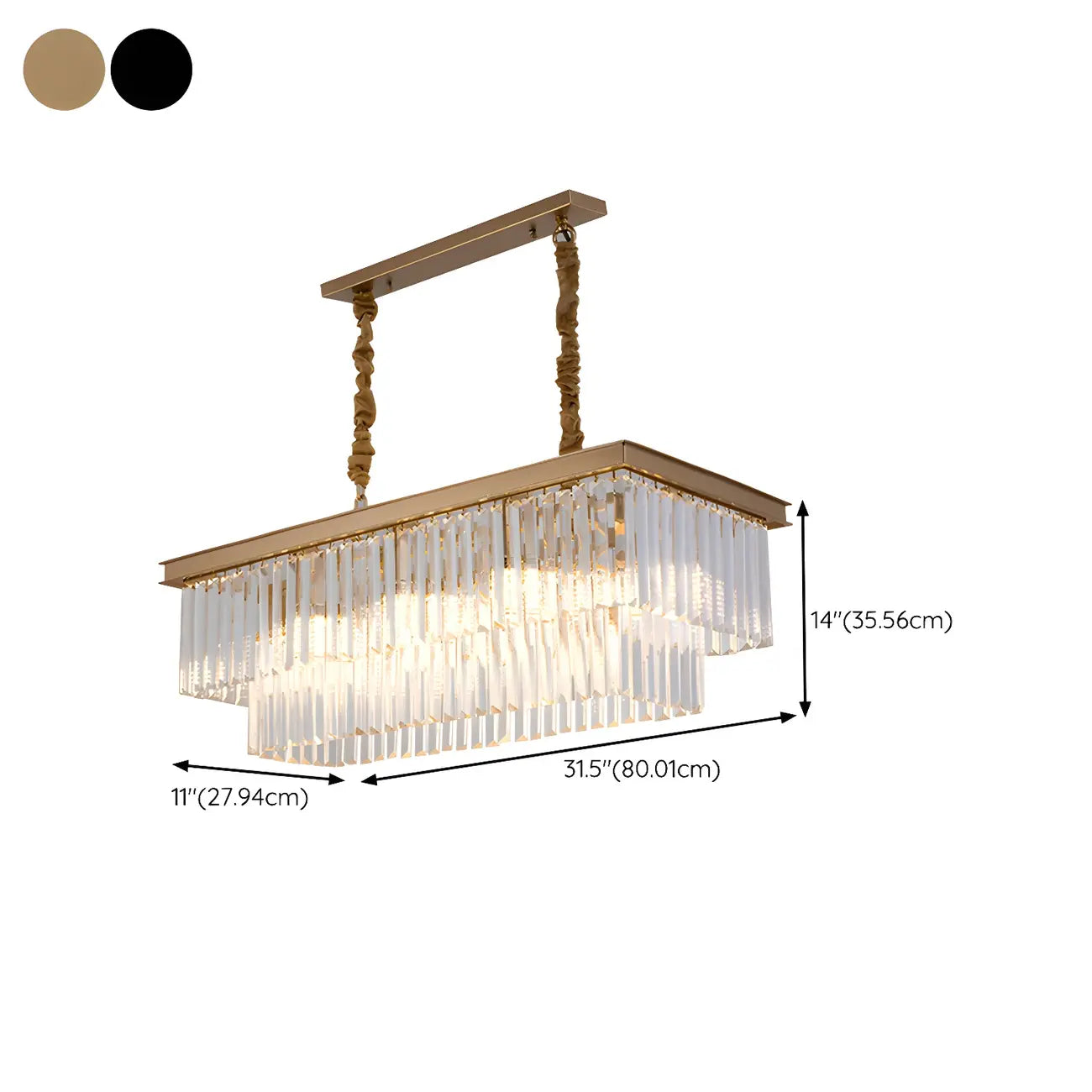 Contemporary Rectangle Clear Crystal Pendant Light
