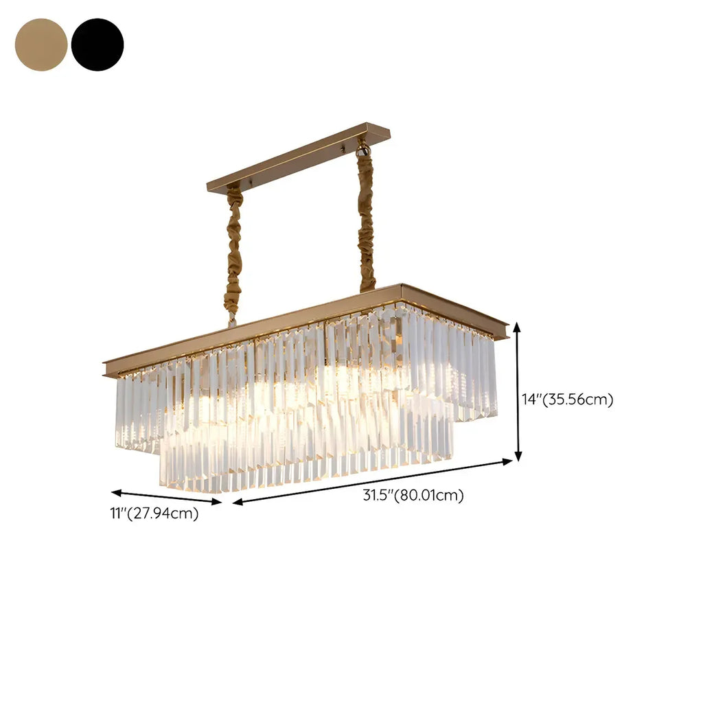 Contemporary Rectangle Clear Crystal Pendant Light