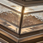 Brass Square Metal Glass Palace-Shape Wired Post Cap Light