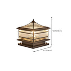 Brass Square Metal Glass Palace-Shape Wired Post Cap Light