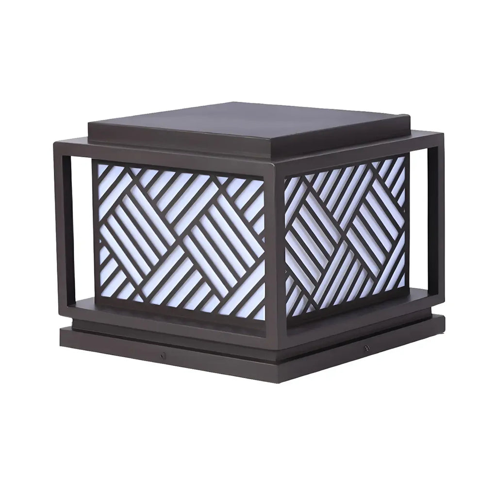 Cubic Metal Post Cap Light with Geometric Pattern Shade