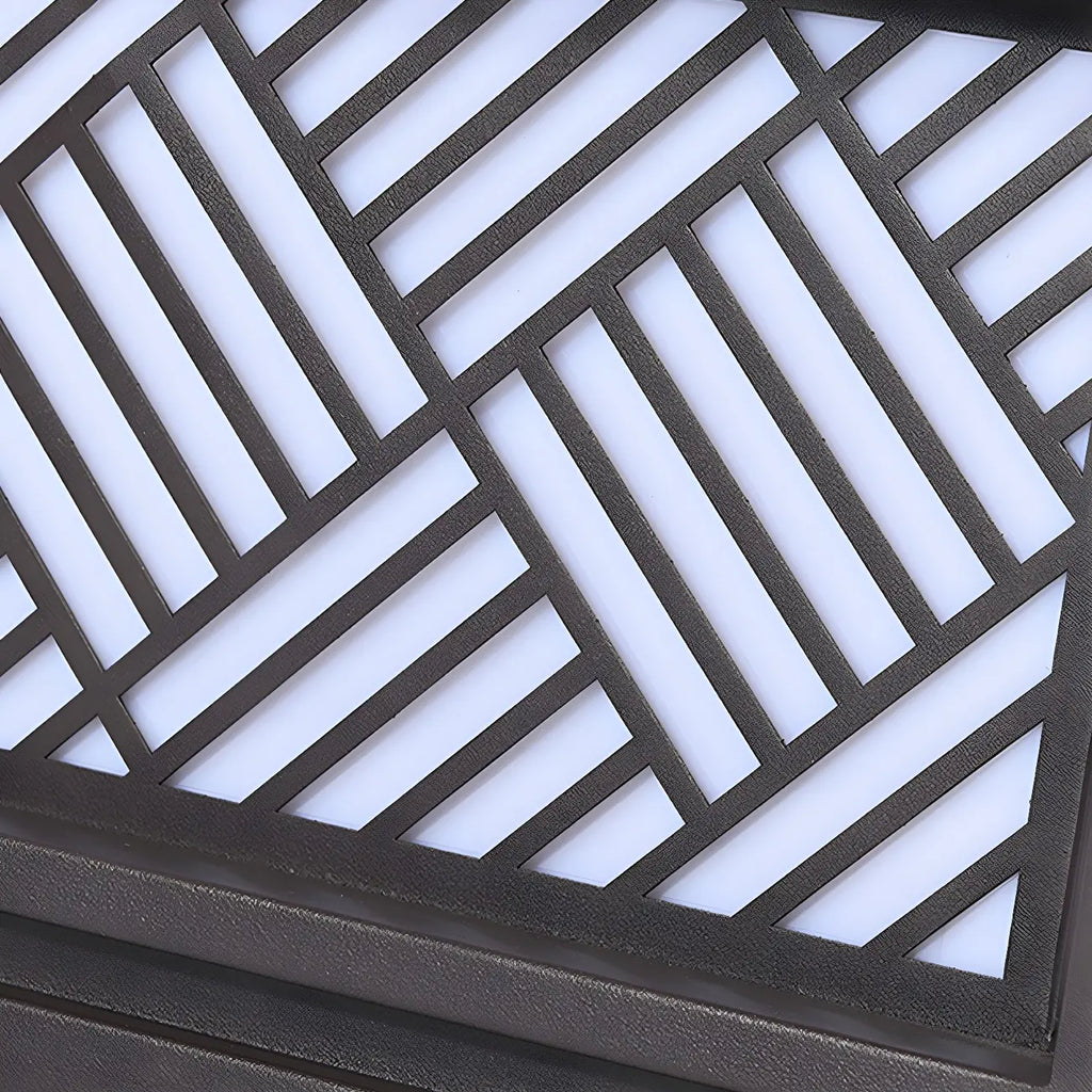 Cubic Metal Post Cap Light with Geometric Pattern Shade