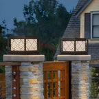 Cubic Metal Post Cap Light with Geometric Pattern Shade