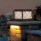 Cubic Metal Post Cap Light with Geometric Pattern Shade