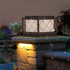 Cubic Metal Post Cap Light with Geometric Pattern Shade
