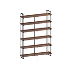 5-Shelf Industrial Metal Wood Brown Display Bookcase