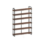 5-Shelf Industrial Metal Wood Brown Display Bookcase