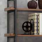 5-Shelf Industrial Metal Wood Brown Display Bookcase