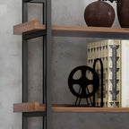 5-Shelf Industrial Metal Wood Brown Display Bookcase