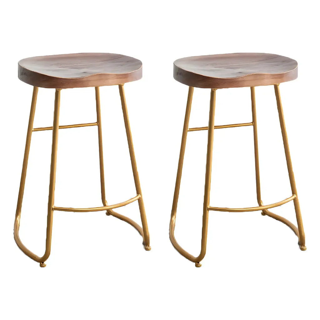 Counter Height Comfortable Metal Wood Glam Bar Stools